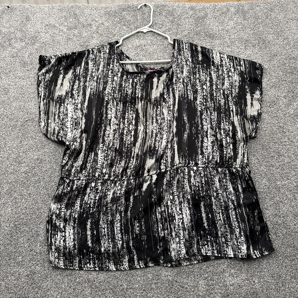 Vintage Y2K Peplum Top Womens 2X Plus Boho Abstract Edgy Grunge Chic Streetwear
